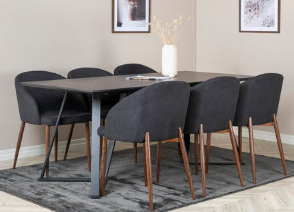 Venture Home Arch & Marina Matstolar 2-pack Svart + Rektangulära Matbord 180 x 90 Svart