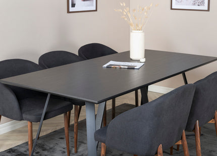 Venture Home Arch & Marina Matstolar 2-pack Svart + Rektangulära Matbord 180 x 90 Svart