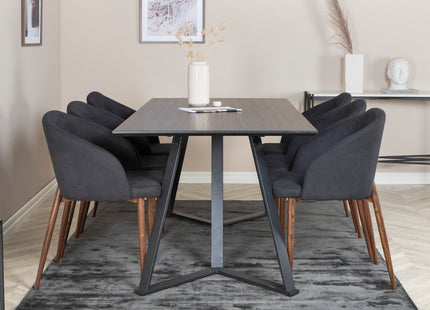 Venture Home Arch & Marina Matstolar 2-pack Svart + Rektangulära Matbord 180 x 90 Svart