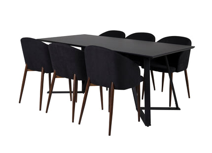 Venture Home Arch & Marina Matstolar 2-pack Svart + Rektangulära Matbord 180 x 90 Svart