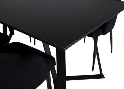 Venture Home Arch & Marina Matstolar 2-pack Svart + Rektangulära Matbord 180 x 90 Svart