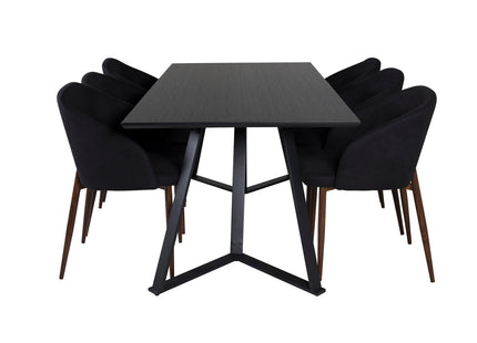 Venture Home Arch & Marina Matstolar 2-pack Svart + Rektangulära Matbord 180 x 90 Svart