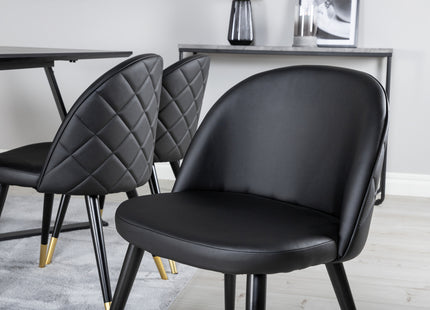 Venture Home Marina & Velvet Rektangulära Matbord 180 x 90 Svart + Matstolar 2-pack Svart