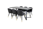Venture Home Marina & Velvet Rektangulära Matbord 180 x 90 Svart + Matstolar 2-pack Svart