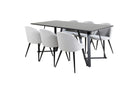 Venture Home Marina & Velvet Rektangulära Matbord 180 x 90 Svart + Matstolar 2-pack Ljusgrå