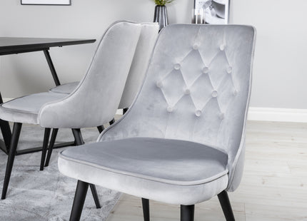 Venture Home Marina & Velvet Deluxe Rektangulära Matbord 180 x 90 Svart + Matstolar 2-pack Ljusgrå