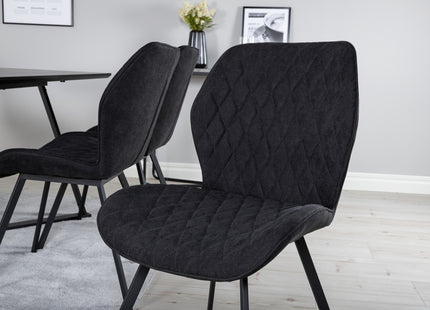 Venture Home Gemma & Marina Matstolar 2-pack Svart + Rektangulära Matbord 180 x 90 Svart