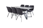 Venture Home Gemma & Marina Matstolar 2-pack Svart + Rektangulära Matbord 180 x 90 Svart