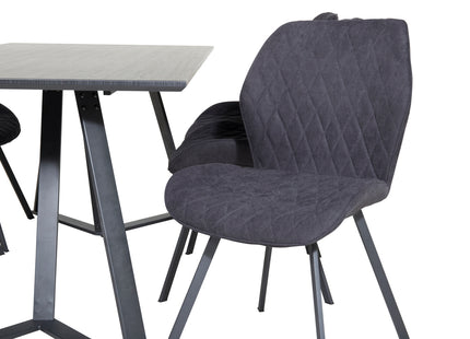 Venture Home Gemma & Marina Matstolar 2-pack Svart + Rektangulära Matbord 180 x 90 Svart