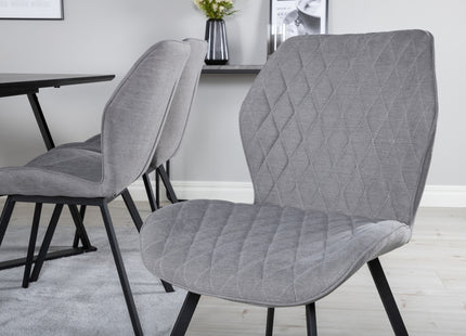Venture Home Gemma & Marina Matstolar 2-pack Grå + Rektangulära Matbord 180 x 90 Svart