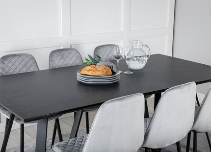 Venture Home Polar & Marina Matstolar 2-pack Grå + Rektangulära Matbord 180 x 90 Svart
