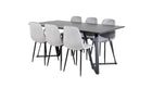 Venture Home Polar & Marina Matstolar 2-pack Grå + Rektangulära Matbord 180 x 90 Svart