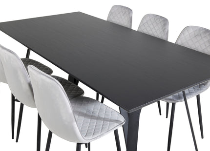 Venture Home Polar & Marina Matstolar 2-pack Grå + Rektangulära Matbord 180 x 90 Svart