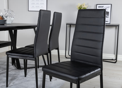 Venture Home Slim & Marina Matstolar 2-pack Svart + Rektangulära Matbord 180 x 90 Svart