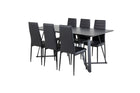 Venture Home Slim & Marina Matstolar 2-pack Svart + Rektangulära Matbord 180 x 90 Svart