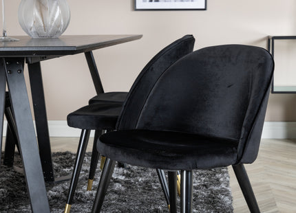 Venture Home Marina & Velvet Rektangulära Matbord 180 x 90 Svart + Matstolar 2-pack Svart
