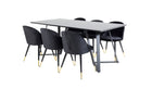 Venture Home Marina & Velvet Rektangulära Matbord 180 x 90 Svart + Matstolar 2-pack Svart