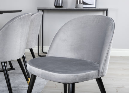 Venture Home Marina & Velvet Rektangulära Matbord 180 x 90 Svart + Matstolar 2-pack Grå