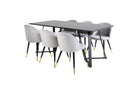 Venture Home Marina & Velvet Rektangulära Matbord 180 x 90 Svart + Matstolar 2-pack Grå