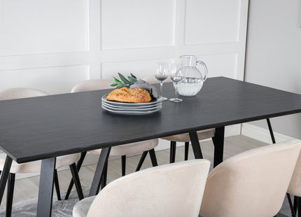 Venture Home Velvet & Marina Matstolar 2-pack Beige + Rektangulära Matbord 180 x 90 Svart
