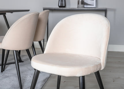 Venture Home Velvet & Marina Matstolar 2-pack Beige + Rektangulära Matbord 180 x 90 Svart