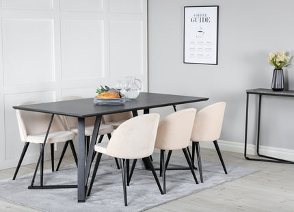 Venture Home Velvet & Marina Matstolar 2-pack Beige + Rektangulära Matbord 180 x 90 Svart