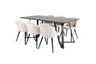 Venture Home Velvet & Marina Matstolar 2-pack Beige + Rektangulära Matbord 180 x 90 Svart