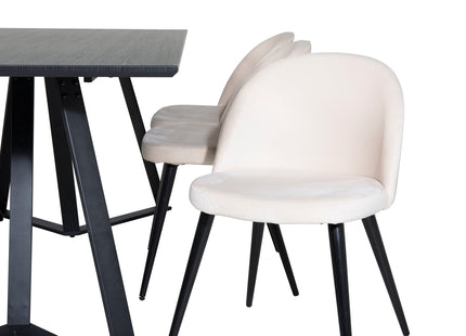 Venture Home Velvet & Marina Matstolar 2-pack Beige + Rektangulära Matbord 180 x 90 Svart