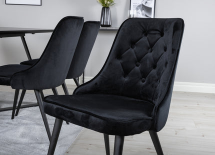 Venture Home Marina & Velvet Deluxe Rektangulära Matbord 180 x 90 Svart + Matstolar 2-pack Svart