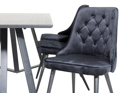 Venture Home Marina & Velvet Deluxe Rektangulära Matbord 180 x 90 Svart + Matstolar 2-pack Svart