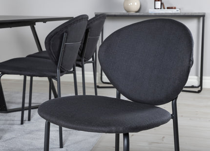 Venture Home Vault & Marina Matstolar 2-pack Svart + Rektangulära Matbord 180 x 90 Svart