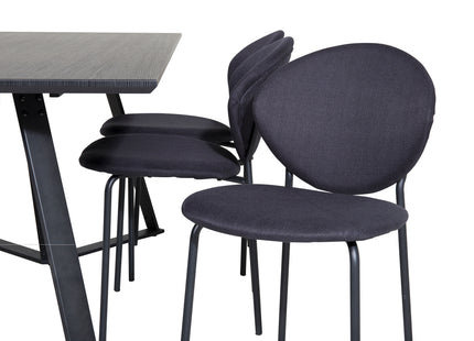 Venture Home Vault & Marina Matstolar 2-pack Svart + Rektangulära Matbord 180 x 90 Svart