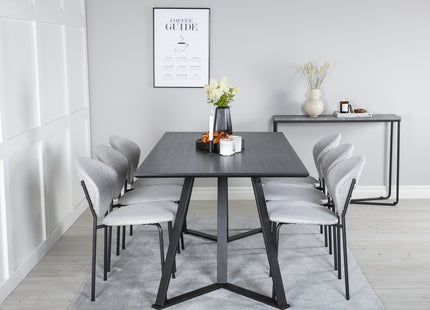 Venture Home Vault & Marina Matstolar 2-pack Grå + Rektangulära Matbord 180 x 90 Svart