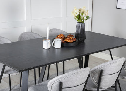 Venture Home Vault & Marina Matstolar 2-pack Grå + Rektangulära Matbord 180 x 90 Svart