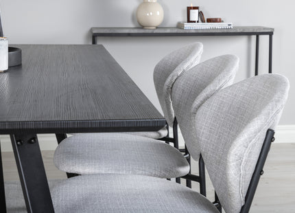 Venture Home Vault & Marina Matstolar 2-pack Grå + Rektangulära Matbord 180 x 90 Svart