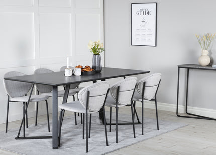 Venture Home Vault & Marina Matstolar 2-pack Grå + Rektangulära Matbord 180 x 90 Svart