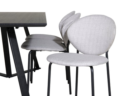 Venture Home Vault & Marina Matstolar 2-pack Grå + Rektangulära Matbord 180 x 90 Svart