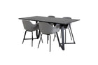 Venture Home Comfort & Marina Matstolar 2-pack Grå + Rektangulära Matbord 180 x 90 Svart