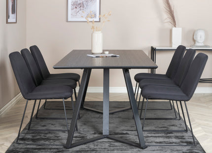 Venture Home Muce & Marina Matstolar 2-pack Svart + Rektangulära Matbord 180 x 90 Svart