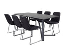 Venture Home Muce & Marina Matstolar 2-pack Svart + Rektangulära Matbord 180 x 90 Svart
