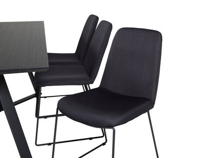 Venture Home Muce & Marina Matstolar 2-pack Svart + Rektangulära Matbord 180 x 90 Svart