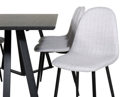 Venture Home Polar & Marina Matstolar 2-pack Grå + Rektangulära Matbord 180 x 90 Svart