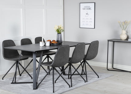 Venture Home Polar & Marina Matstolar 2-pack Svart + Rektangulära Matbord 180 x 90 Svart