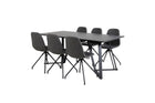Venture Home Polar & Marina Matstolar 2-pack Svart + Rektangulära Matbord 180 x 90 Svart