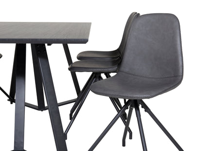 Venture Home Polar & Marina Matstolar 2-pack Svart + Rektangulära Matbord 180 x 90 Svart