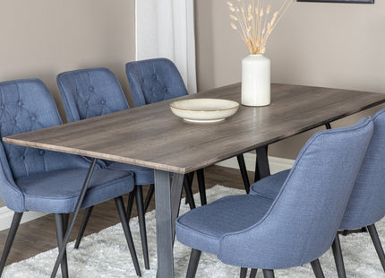 Venture Home Marina & Velvet Deluxe Rektangulära Matbord 180 x 90 Nature + Matstolar 2-pack Blå