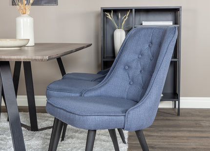 Venture Home Marina & Velvet Deluxe Rektangulära Matbord 180 x 90 Nature + Matstolar 2-pack Blå
