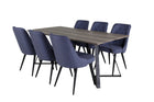 Venture Home Marina & Velvet Deluxe Rektangulära Matbord 180 x 90 Nature + Matstolar 2-pack Blå