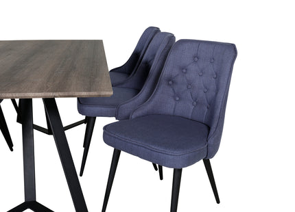 Venture Home Marina & Velvet Deluxe Rektangulära Matbord 180 x 90 Nature + Matstolar 2-pack Blå