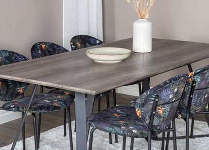 Venture Home Vault & Marina Matstolar 2-pack Svart + Rektangulära Matbord 180 x 90 Nature